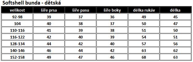 Softshellová bunda - dětská velikost